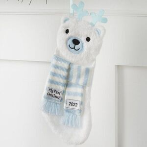 HOLIDAY LANE 2022 Baby's First Bear Mini Stocking with Blue Scarf Ornament